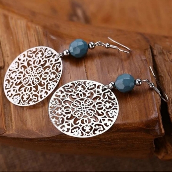 Silver Hoop Earrings - Picture 2 of 4